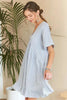 Ruffled Hem Striped V-Neck Babydoll Dress For Summer – Playful, Feminine, Fluttering, Stylish, Effortlessly Chic by Stevvex