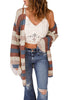Dark Blue Color Block Striped Cut Out Knit Cardigan by Wild and Free Boutique