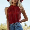 Red Tassel Halter Sleeveless Womens Tank Top by My Store