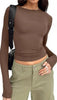 Slim Fit Long Sleeve Shirt | Women's Casual Crop Tops by FitiqueFit