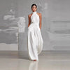 Women's Belted Pleated Jumpsuit – High-Waist Cinched Sleeveless by FitiqueFit