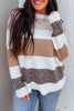 Brown Mixed Texture Knit Striped Colorblock Loose Sweater by Wild and Free Boutique
