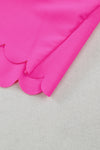 Pink Scalloped Criss Cross High Waist Bikini