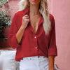 Simple Button Front Shirt, Elegant Long Sleeve Shirt Tops by FitiqueFit