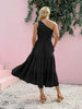 Smocked Single Shoulder Sleeveless Dress Stylish & Comfortable Summer Long Dress Lightweight Dress by Stevvex