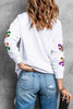 White Sequin MARDI GRAS Graphic Pullover Sweatshirt