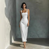 Square Neck Sling Dress – High Waist Midi Dress by FitiqueFit
