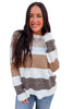 Brown Mixed Texture Knit Striped Colorblock Loose Sweater by Wild and Free Boutique