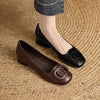 Women's French Vintage Round Toe Slip-On Flats – Low Chunky Heel Mary Jane Style by FitiqueFit