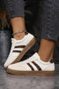 White Textured Woven PU Leather Leopard Patchwork Flat Sneakers by Wild and Free Boutique