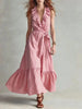 Women's V-Neck Sleeveless Lace-Up Panelled Maxi Dress – Wide Flare by FitiqueFit