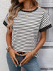 Striped Ribbed Knit Short Sleeve T-Shirt by Simply Love