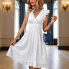 Waisted V-Neck Lace Midi Dress by FitiqueFit