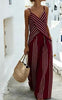 Women's Striped V-Neck Sleeveless Two-Piece Set by FitiqueFit