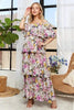 Layered Floral Off-Shoulder Short Sleeve Maxi Dress – Elegant Off-Shoulder Maxi Dress with Layered Floral Pattern for a Romantic Look by Stevvex