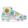 "Be Happy" Nike Alpha Huarache Elite 3 Mid Cleats by Stadium Custom Kicks