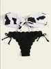 Beach Bikini Woman Lace Up Tie Strapless Leopard Swimsuit Women's Halter Bikini V Cut Bottom Lace Up Two Piece Swimsuits Female Push Up Ruffled Bow Bathing Suit Thong Swimwear by Stevvex