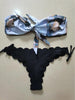 Beach Bikini Woman Lace Up Tie Strapless Leopard Swimsuit Women's Halter Bikini V Cut Bottom Lace Up Two Piece Swimsuits Female Push Up Ruffled Bow Bathing Suit Thong Swimwear by Stevvex