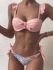 Beautiful Floral Push Up Women Bikini Push Up Bathing Suits Tie Knot Cute Ruffle Two Piece Swimsuits Swimsuit Female Swimwear Bra Cup Bikini Set High Cut Bathing Suit For Summer by Stevvex