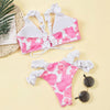 Beautiful Floral Push Up Women Bikini Push Up Bathing Suits Tie Knot Cute Ruffle Two Piece Swimsuits Swimsuit Female Swimwear Bra Cup Bikini Set High Cut Bathing Suit For Summer by Stevvex