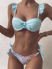 Beautiful Floral Push Up Women Bikini Push Up Bathing Suits Tie Knot Cute Ruffle Two Piece Swimsuits Swimsuit Female Swimwear Bra Cup Bikini Set High Cut Bathing Suit For Summer by Stevvex