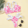 Beautiful Floral Push Up Women Bikini Push Up Bathing Suits Tie Knot Cute Ruffle Two Piece Swimsuits Swimsuit Female Swimwear Bra Cup Bikini Set High Cut Bathing Suit For Summer by Stevvex