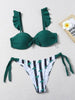 Beautiful Floral Push Up Women Bikini Push Up Bathing Suits Tie Knot Cute Ruffle Two Piece Swimsuits Swimsuit Female Swimwear Bra Cup Bikini Set High Cut Bathing Suit For Summer by Stevvex