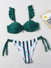 Beautiful Floral Push Up Women Bikini Push Up Bathing Suits Tie Knot Cute Ruffle Two Piece Swimsuits Swimsuit Female Swimwear Bra Cup Bikini Set High Cut Bathing Suit For Summer by Stevvex