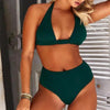Beautiful Multicolored Women High Waist Bikini Swimwear Women Halter Push Up Bikini Set Swimsuit Women's Flower Print Bikini High Waist Beach Swimsuits Sporty Two Piece Bathing Suit Female Beach Wear Bathing Suit by Stevvex
