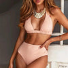 Beautiful Multicolored Women High Waist Bikini Swimwear Women Halter Push Up Bikini Set Swimsuit Women's Flower Print Bikini High Waist Beach Swimsuits Sporty Two Piece Bathing Suit Female Beach Wear Bathing Suit by Stevvex