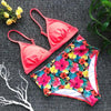 Beautiful Multicolored Women High Waist Bikini Swimwear Women Halter Push Up Bikini Set Swimsuit Women's Flower Print Bikini High Waist Beach Swimsuits Sporty Two Piece Bathing Suit Female Beach Wear Bathing Suit by Stevvex