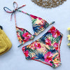 Beautiful Multicolored Women High Waist Bikini Swimwear Women Halter Push Up Bikini Set Swimsuit Women's Flower Print Bikini High Waist Beach Swimsuits Sporty Two Piece Bathing Suit Female Beach Wear Bathing Suit by Stevvex