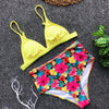 Beautiful Multicolored Women High Waist Bikini Swimwear Women Halter Push Up Bikini Set Swimsuit Women's Flower Print Bikini High Waist Beach Swimsuits Sporty Two Piece Bathing Suit Female Beach Wear Bathing Suit by Stevvex