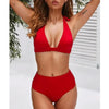 Beautiful Multicolored Women High Waist Bikini Swimwear Women Halter Push Up Bikini Set Swimsuit Women's Flower Print Bikini High Waist Beach Swimsuits Sporty Two Piece Bathing Suit Female Beach Wear Bathing Suit by Stevvex