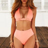 Beautiful Multicolored Women High Waist Bikini Swimwear Women Halter Push Up Bikini Set Swimsuit Women's Flower Print Bikini High Waist Beach Swimsuits Sporty Two Piece Bathing Suit Female Beach Wear Bathing Suit by Stevvex
