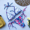 Beautiful Multicolored Women High Waist Bikini Swimwear Women Halter Push Up Bikini Set Swimsuit Women's Flower Print Bikini High Waist Beach Swimsuits Sporty Two Piece Bathing Suit Female Beach Wear Bathing Suit by Stevvex