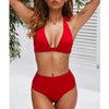 Beautiful Multicolored Women High Waist Bikini Swimwear Women Halter Push Up Bikini Set Swimsuit Women's Flower Print Bikini High Waist Beach Swimsuits Sporty Two Piece Bathing Suit Female Beach Wear Bathing Suit by Stevvex