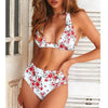 Beautiful Multicolored Women High Waist Bikini Swimwear Women Halter Push Up Bikini Set Swimsuit Women's Flower Print Bikini High Waist Beach Swimsuits Sporty Two Piece Bathing Suit Female Beach Wear Bathing Suit by Stevvex