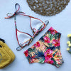 Beautiful Multicolored Women High Waist Bikini Swimwear Women Halter Push Up Bikini Set Swimsuit Women's Flower Print Bikini High Waist Beach Swimsuits Sporty Two Piece Bathing Suit Female Beach Wear Bathing Suit by Stevvex