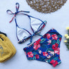 Beautiful Multicolored Women High Waist Bikini Swimwear Women Halter Push Up Bikini Set Swimsuit Women's Flower Print Bikini High Waist Beach Swimsuits Sporty Two Piece Bathing Suit Female Beach Wear Bathing Suit by Stevvex