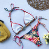 Beautiful Multicolored Women High Waist Bikini Swimwear Women Halter Push Up Bikini Set Swimsuit Women's Flower Print Bikini High Waist Beach Swimsuits Sporty Two Piece Bathing Suit Female Beach Wear Bathing Suit by Stevvex