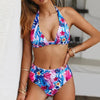 Beautiful Multicolored Women High Waist Bikini Swimwear Women Halter Push Up Bikini Set Swimsuit Women's Flower Print Bikini High Waist Beach Swimsuits Sporty Two Piece Bathing Suit Female Beach Wear Bathing Suit by Stevvex