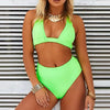 Beautiful Multicolored Women High Waist Bikini Swimwear Women Halter Push Up Bikini Set Swimsuit Women's Flower Print Bikini High Waist Beach Swimsuits Sporty Two Piece Bathing Suit Female Beach Wear Bathing Suit by Stevvex