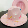 Beautiful Two Tone Luxury Fedora Hat Men's and Women's Hat Unique Retro Design Men's Fedoras Hat Colorful Fedoras Jazz Cap Elegant Soft Hat Wide Brim Party Hats 56-58CM by Stevvex