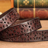 Beautiful Vintage White Genuine Leather Belts With Pin Buckle Strap Floral Design Classic Ladies Waistbands by Stevvex