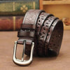 Beautiful Vintage White Genuine Leather Belts With Pin Buckle Strap Floral Design Classic Ladies Waistbands by Stevvex