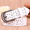 Beautiful Vintage White Genuine Leather Belts With Pin Buckle Strap Floral Design Classic Ladies Waistbands by Stevvex