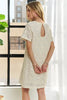 Applique Round Neck Short Sleeve Shift Dress – Timeless & Elegant Round Neck Shift Dress with Sophisticated Applique Detailing for Versatile Day-to-Night Wear by Stevvex