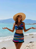 Colorful Stripe Cross-Front Tankini & Ruffled Swim Skirt Set – Women's 2-Piece Swimsuit by FitiqueFit