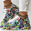 Round-Toe Thick-Sole Lace-Up Sneakers — Women’s Casual Print Shoes by FitiqueFit